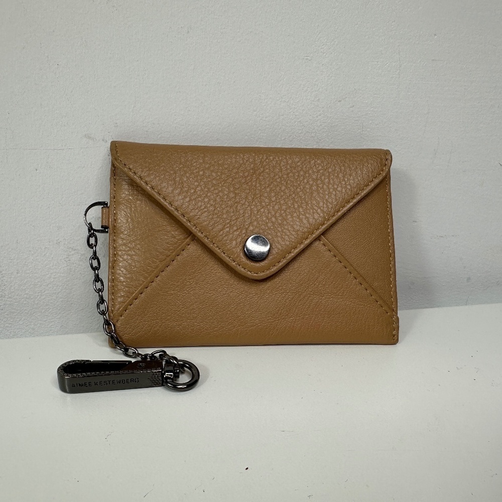 Aimee Kestenberg Ashley Leather Pouch Keychain Card Holder Bag Camel